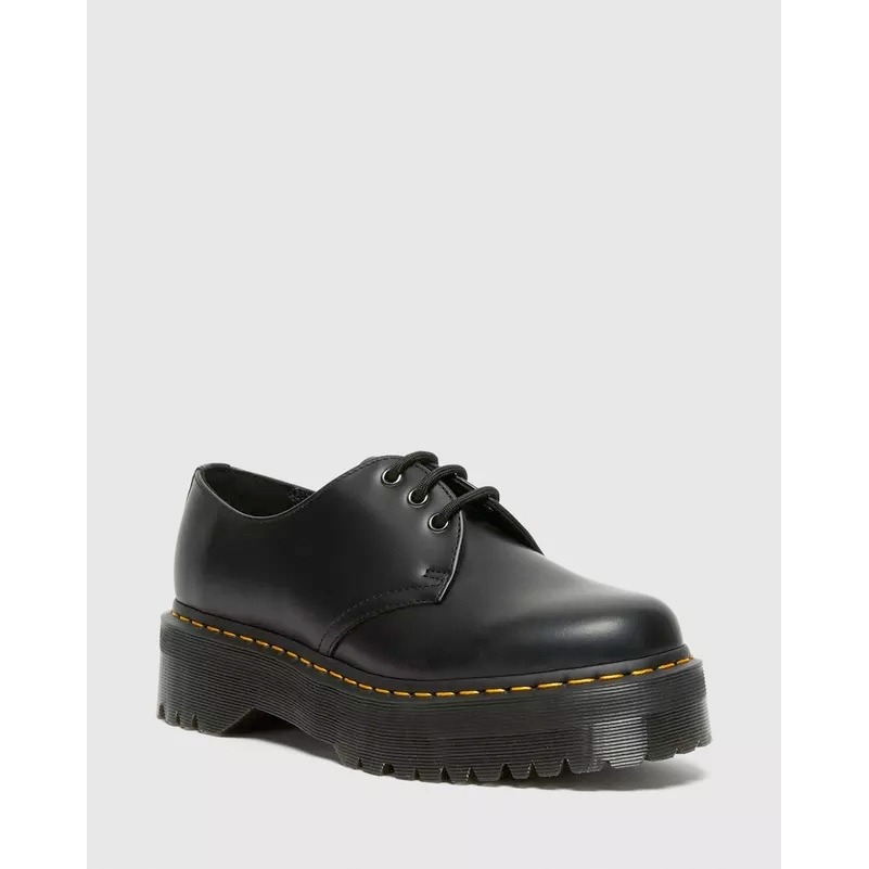 Dr. Martens 1461 Smooth Leather Platform Shoes Black Polished Women's 7 Eu 38